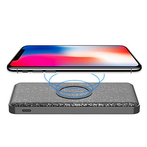 Yoobao W5 Wireless Qi Charger with Portable 5000mAh Power Bank Dual Output and Indicators, Fast Qi Wireless Charging Pad for iPhone 8/ 8 plus/ iPhone x, LG G6/G3, Samsung S8/S8 Plus/S7/S7 Edge/S6/S6 Edge, Google Nexus 7/6/5/4, HTC 8X, Nokia Lumia 1020, and More Qi-Enabled Devices-Black