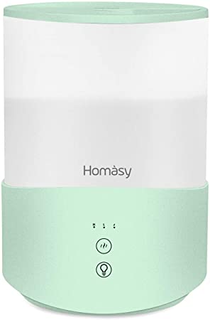 Homasy Cool Mist Humidifier Diffuser, 2.5L Essential Oil Diffuser, Top Fill Humidifier for Bedroom, Home and Office, Baby Humidifier with Adjustable Mist Output, Sleep Mode, Auto Shut Off