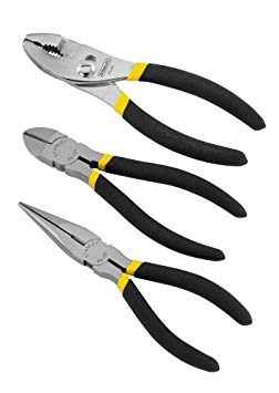 STANLEY 84-114 3-Piece Basic 6-Inch Slip Joint, 6-Inch Long Nose, and 6-Inch Diagonal Plier Set