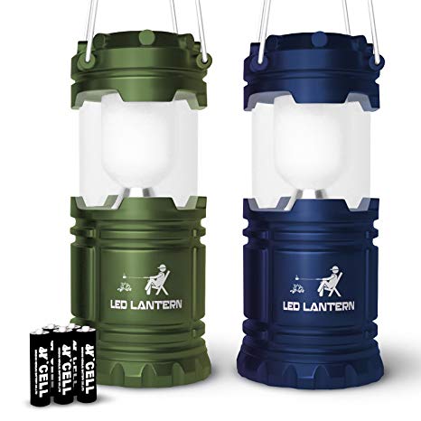 MalloMe LED Camping Lantern Flashlights for Backpacking & Camping Equipment Lights - Best Gift Ideas, Pack of 2 (6 AA Batteries Included)