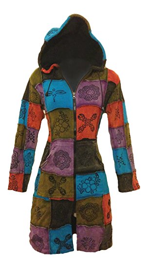 Shopoholic Fashion Women Patchwork Pixie Hooded Long Coat