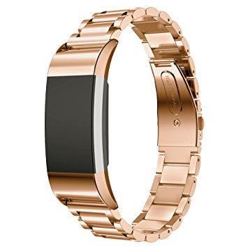 Maxjoy for Fitbit Charge 2 Bands - Charge2 Metal Replacement Strap, Milanese Loop Stainless Steel Bracelet Small Large Wristband Accessories Band for Fitbit Charge 2 Tracker (Rose Gold, Black, Silver)