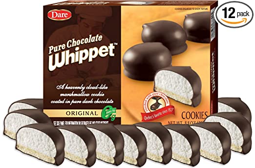 Dare Whippet Cookies, Original, Pack of 12 Boxes (14 Cookies Per Box) – Made with Real Chocolate, Heavenly Marshmallow Center, 100% Peanut Free, 12 - 8.8 oz Boxes