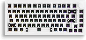 Akko 5075S Mechanisches Barebone Tastatur, Gasket Mount, 75% Gaming Keyboard DIY Kit, Hot Swappable VIA/QMK Programmierbaren mit Knopf, South-Facing RGB Backlight für Win/Mac (US-Layout, Weiß)