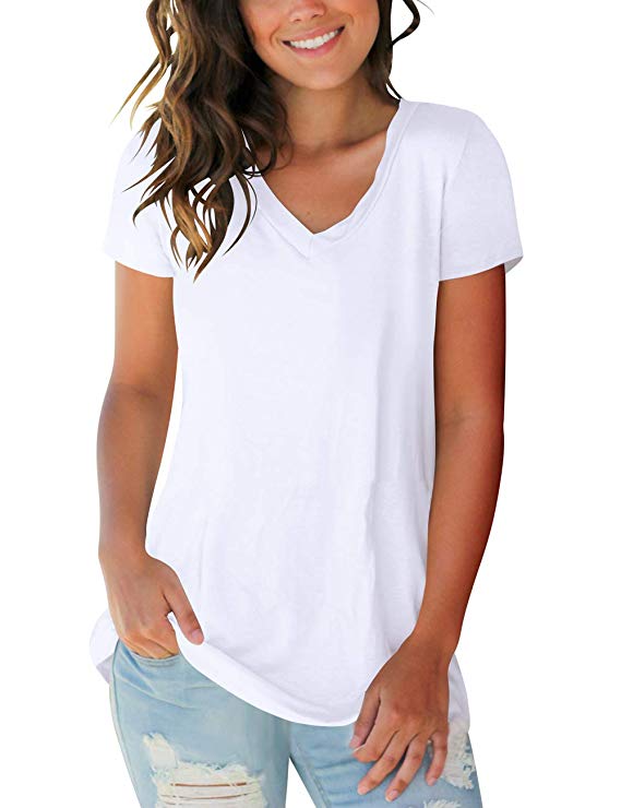 Womens Tops V Neck Tee Casual Short Sleeve and Long Sleeve T Shirts