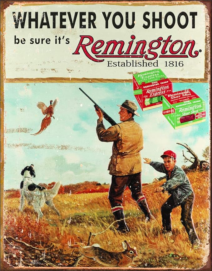 Tin Sign Retro Remington Established 1816 Hunting Fun Poster Home Bar Cafe Club Restaurant People Cave Wall Decoration 8x12 Inches