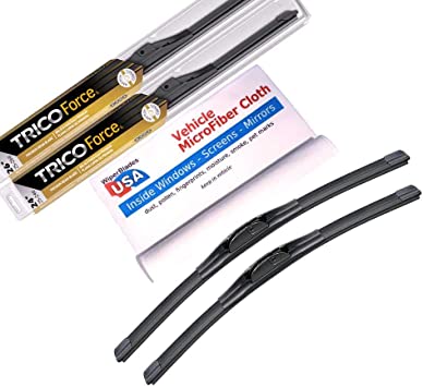 Premium Beam Wiper Blades for 2020 Honda Pilot Set Trico Force Beam Blades Wipers Set Bundled with MicroFiber Interior Car Cloth