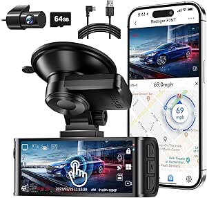 REDTIGER F7NT 4K Dash Cam Front and Rear with USB Type-C Power Cord