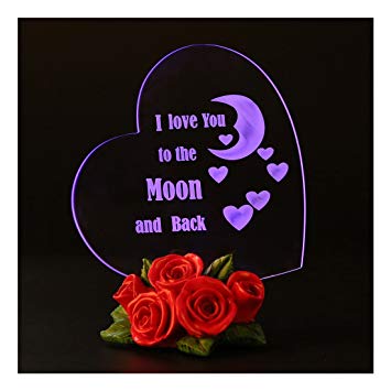 Giftgarden LED Heart I Love You to the Moon and Back Personalised Gifts for Women Men Wife Mum Girls Boys Children Kids Her Boyfriend Him Girlfriend