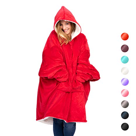 The Original Comfy: Warm, Soft, Cozy Sherpa Blanket Sweatshirt, Seen on Shark Tank, Invented by 2 Brothers, Multiple Colors, for Adults & Children, Reversible, Hood & Large Pocket, One Size