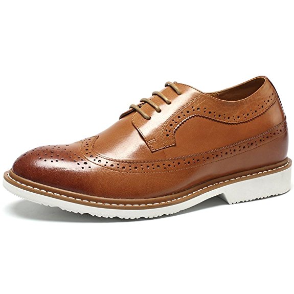 CHAMARIPA Mens height Increasing Elevator Shoes 2.56'' Taller Dress Brogue Shoes DX60B06-1