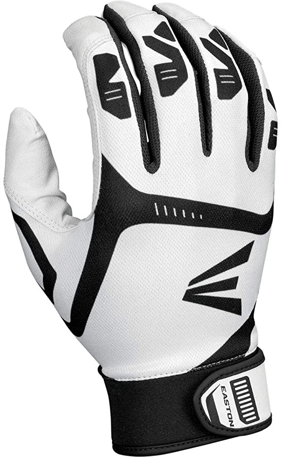 EASTON Gametime Batting Glove Series, Pair, Adult and Youth, 2021, Baseball Softball, Smooth Goatskin Palm, Extra Durable Synthetic Thumb, Flexible 4 Way Stretch Mesh Back, Neoprene Strap