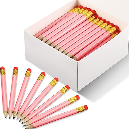 Outus 72 Pieces Golf Pocket Pencils Half Pencils with Eraser #2B Golf Pencils Mini Short Pencil Pocket Pencil for Golf Pew Classroom (Pink)