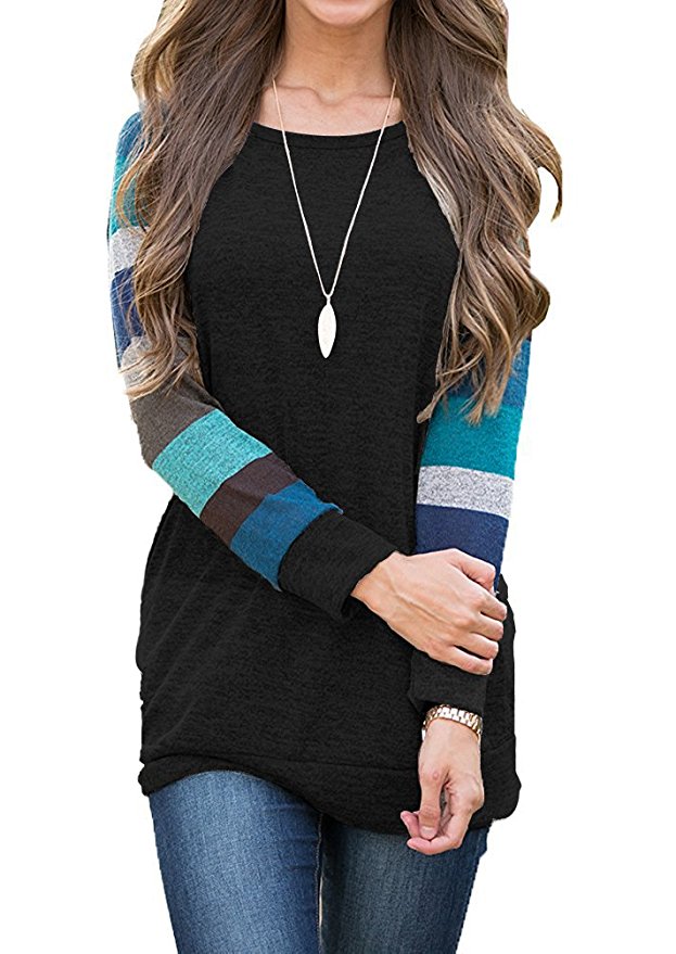 AUSELILY Women's Long Sleeve Cotton Knitted Casual Tunic Sweatshirt Tops