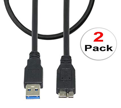 2 Pack USB 3.0 A to Micro B High Speed Cable for External Hard Drives (SaiTech 021)