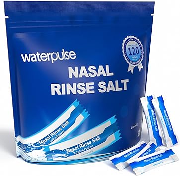 Waterpulse 120 Sinus Rinsing Packets,Nasal Rinse Salt Saline Packets for Neti Pot,Neti Pot Salt for Nasal Irrigation System,Neti Pot Sinus Rinsing Bottle & Sinus Relief,Neti Pot Salt Packets Individually Wrapped