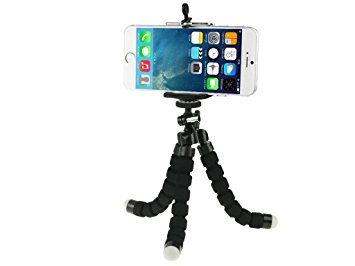 Phone and Camera Tripod, Fone-Stuff® – Flexible, Mini Padded Adjustable Mount with Adjustable Holder in Black