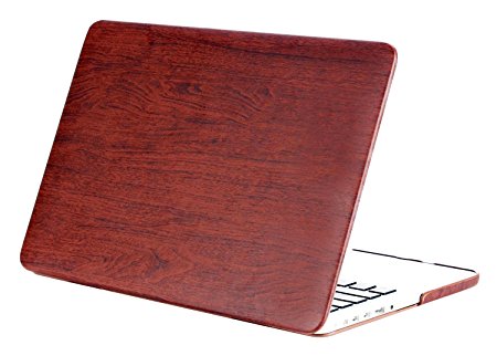 Mosiso Wood Grain Texture PU Leather Coated Hard Shell Case Cover Only for MacBook Pro 13 Inch with Retina Display No CD-Rom (A1502/A1425, Version 2015/2014/2013/end 2012), Brown