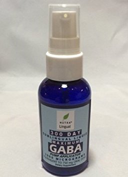Maximum GABA 3,000 mcg (Equivalent to 750 mg Oral Dose) 300 DAY Sublingual Liquid Supplement by NUTRA Lingual™ for Maximum Brain & Body Absorption