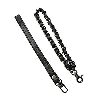 Purse Strap - Genuine Leather Wrist Strap for Wallet, Clutch, Pouch - 2 Styles, Litchi Black & Black Gunmetal Buckle, by Beaulegan