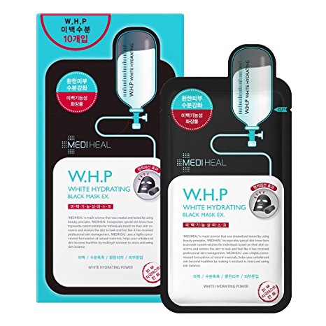 MediHeal, W.H.P White Hydrating Black Mask EX,  25ml, Pack of 10