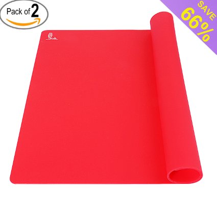 Super Kitchen 2 Packs Food Grade Silicone Extra Large Pastry Mat Baking Mat 23.4 By 15.6 Inches (Set of 2 red)