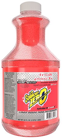 Sqwincher 64 oz ZERO Liquid Concentrate Electrolyte Replacement Beverage Mix, 5 Gallon Yield, Fruit Punch 050102-FP (Case of 6)