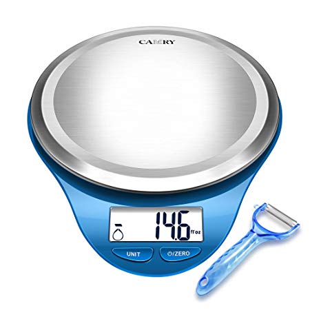 Digital Food Scale with Vegetable Peeler, Digital Weight, Grams and Ounces by NUTRI FIT, Royal Blue