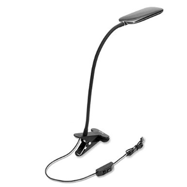 OxyLED T33 Eye-Care LED Desk Lamp - 5W Flexible Gooseneck 2 Brightness Level Warm WhiteDaylight WhiteCool White 3 Light Color Switch Clip On Book Light Black