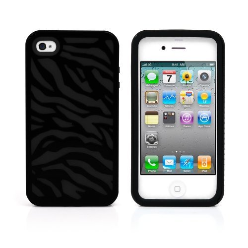 iPhone 4S Case, iPhone 4 Case, MagicMobile Hybrid Armor Protective Case for Apple iPhone 4/4S Cute [Zebra Pattern] Design Hard Plastic   Shockproof Rubber Impact Resistant Cover - Black / Black