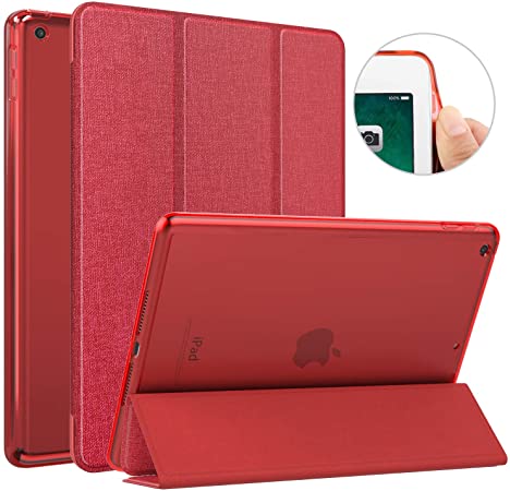 MoKo Case Fit 2018/2017 iPad 9.7 6th/5th Generation, Slim Lightweight Smart Shell Stand Cover with Auto Wake/Sleep, Translucent Frosted Back, Corner/Bumper Protector Fit iPad 9.7" - Denim Red