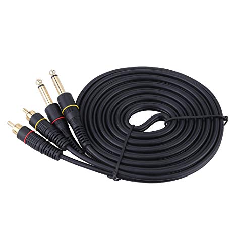 ammoon 10ft Dual RCA Male Jack to Dual 6.35mm 1/4" TRS Male Plug Stereo Audio Cable Cord Wire for Mixer AV Amplifier