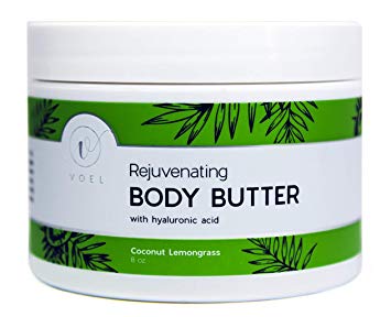 Voel Ultra Hydrating Body Butter with Hyaluronic Acid, Coconut, Jojoba, and Avocado Oils, Shea, and Caffeine (Coconut Lemongrass)