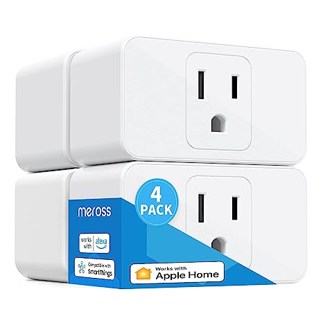 Meross Smart Plug Mini Support Apple HomeKit, Siri, Alexa, App Control, Timer, 15A & Reliable WiFi Outlet, No Hub Needed, 2.4G WiFi Only, 4 Pack