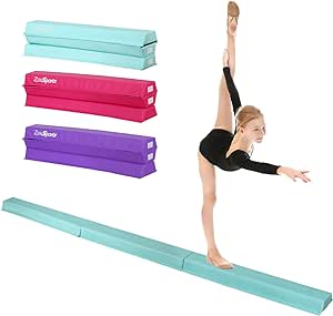 ZENY 9ft Folding Gymnastics Balance Beam Low Floor Balance Beam Bar with Anti-Slip Base Extra Firm Foam Walking Beams Home Balance Training Gymnastics Equipment