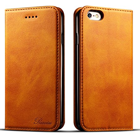 iPhone 6s Plus Case Wallet, iPhone6 Plus Case Leather Kickstand Card Slots Magnetic Book Cover By Rssviss For iPhone6s 6 Plus- Brown