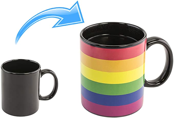 Kovot 16-Oz Ceramic Heat Reveal Mug Rainbow Mug Pride Mug | Rainbow Colors Activates with Heat