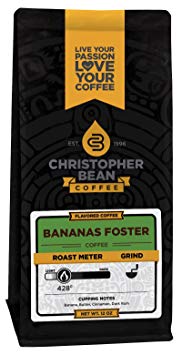 Christopher Bean Coffee Flavored Decaffeinated Ground Coffee, Bananas Foster, 12 Ounce