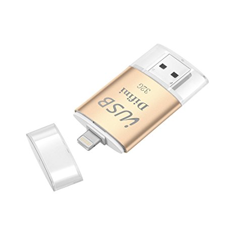 USB Flash Drive 32GB for iPhone Lightning , Memory Stick Memory Expansion to iOS iPod Mac Windows PC Android ,Difini External Storage Adapter 3 in 1