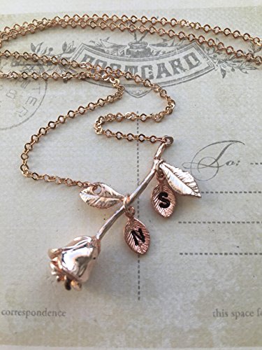 Beauty and the Beast Rose Necklace, Rose Gold Rose Necklace, Rose Pendant
