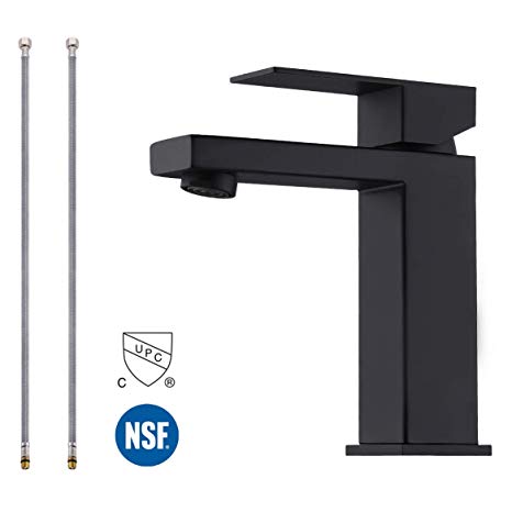 KES Modern Bathroom Faucet Single Handle Vanity Sink Faucet SUS 304 Stainless Steel Rust Free, Matte Black L3156ALF-BK