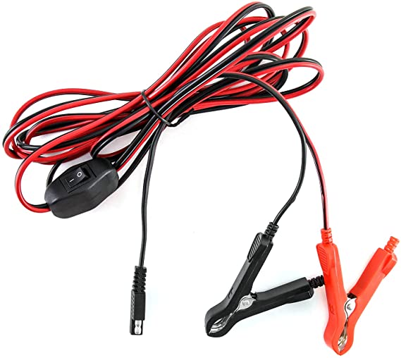 QWORK Wire Harness with Clamps, 11.5 Ft 16AWG Wire Harness, SAE Extension Cables(On-Off Switch) for 12V ATV, UTV, tractor or Water Pumps