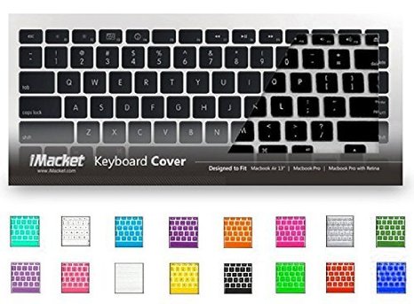 iMacket - Keyboard Cover Silicone Skin for MacBook Pro 13 15 17 with or wout Retina Display MacBook Air 13 and iMac Wireless Apple Keyboard Black