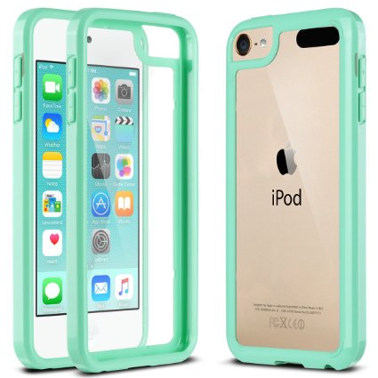 ULAK Soft TPU Bumper Case for iPod Touch 5/6 Generation - Clear_Mint Green