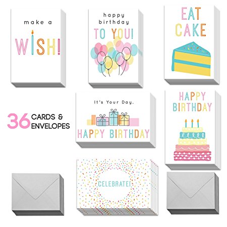 Happy Birthday Cards with Envelopes - Birthday Greeting Cards for Men, Women, Boys & Girls