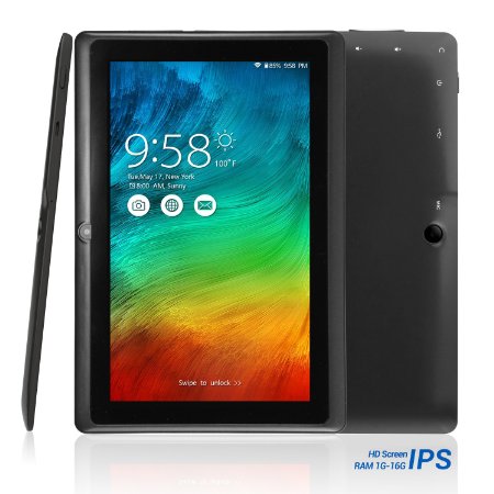 NPOLE Tablet 16GB 1GB IPS 7 Inch Android Quad Core CPU Dual Camera HD Video 3D Game Supported Black