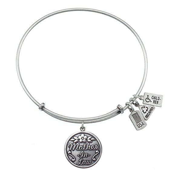 Mother-In-Law Charm Bangle Silver Finish