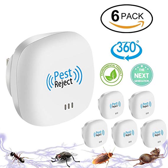 Tomu Ultrasonic Pest Repeller for Bugs and Insects, Mice Repellent to Repel and Prevent Mouse, Ant, Mosquito, Spider, Rodent, Roach,Child and Pets Safe Control(6 New Packs)