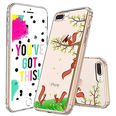 iPhone 7 Plus Case, iPhone 8 Plus Case Clear, MOSNOVO Cute Squirrel Pattern Clear Design Printed Plastic Hard with TPU Bumper Protective Case Cover for iPhone 7 Plus (2016)/iPhone 8 Plus (2017)