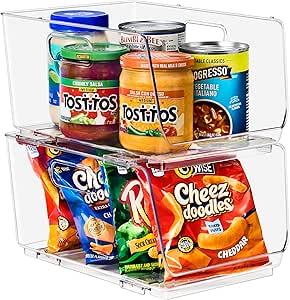 Sorbus Stackable Storage Bins Open Front - Clear Stackable Storage Bins - Pantry Bins for Storage and Organization - Acrylic Stackable Bins for Kitchen - Clear Pantry Organizer Bins (Medium 2 Pack)